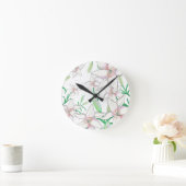 White Lily Illustration Ronde Klok (Huis)