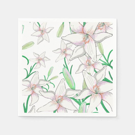 White Lily Illustration Servet (Voorkant)
