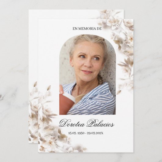 White lily obitural invitation espagnole (Devant / Derrière)