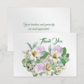  White Lily Pink Rose Bouquet Bedankkaart (Voorkant / Achterkant)