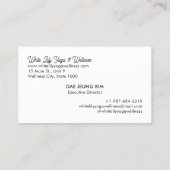 White Lily Yoga & Wellness Carte de visite blanc (Dos)