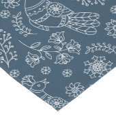 White line Nordic Bird Pattern op Blue Medium Tafelloper (Hoek)