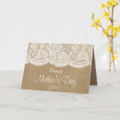 White line on Rustic Kraft Happy Moederdag Kaart (Gele Bloem)