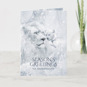 White Lion & Cub on Ice & Snow, Magic Kerstmis - Feestdagen Kaart (Voorkant)