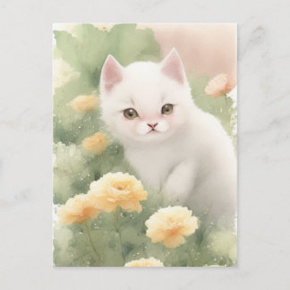 White Little Kitten Briefkaart