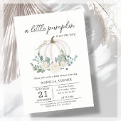 White Little Pumpkin Baby shower Invitation Kaart