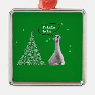 White Llama Zingt kerstcarol:Fa LaLaLama Metalen Ornament