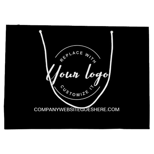 White logo en website Custom Business Groot Cadeauzakje (Achterkant)