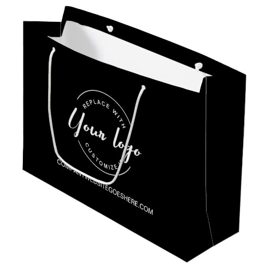 White logo en website Custom Business Groot Cadeauzakje (Voorkant Gekanteld)