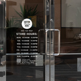 White Logo Zakelijke Openingstijden QR Code Social Raamsticker