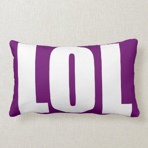 White LOL on Violet Pillow Kussen