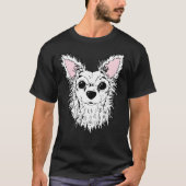 White Long Hazard Chihuahua Portrait Chewy T-shirt (Voorkant)