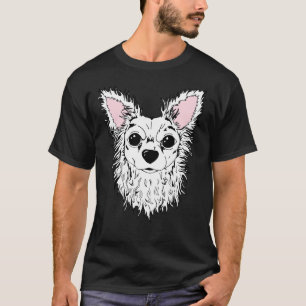 White Long Hazard Chihuahua Portrait Chewy T-shirt