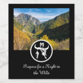 White Longhorn Skull Silhouette Monogram Foto Wijn Etiket (Enkel label)