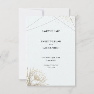 White Lotus Art Deco City Trouwdatumkaart Save The Date