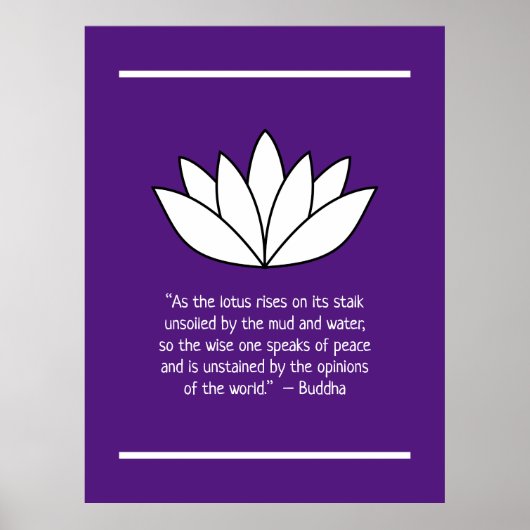 White Lotus Flower and Buddha Quote Poster (Voorkant)