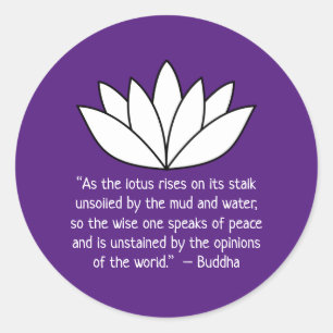 White Lotus Flower and Buddha Quote Ronde Sticker