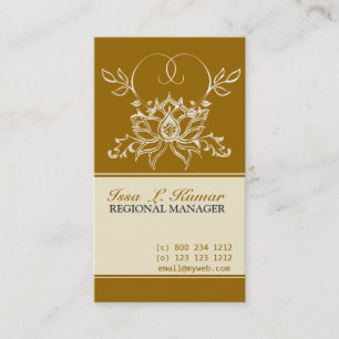 White Lotus Flower Digital Tekening Asian Motif Visitekaartje