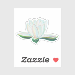 White Lotus Flower Illustration Sticker