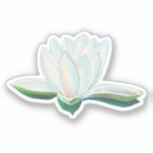 White Lotus Flower Illustration Sticker (Voorkant)