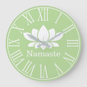 White Lotus Flower Namaste Yoga Grote Klok
