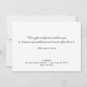 White Lotus Salon and Spa Gift Certificate (Achterkant)