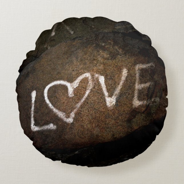 White Love Graffiti Rond Kussen (Voorkant)
