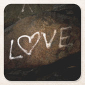White Love Graffiti Vierkante Kartonnen Onderzetter (Voorkant)