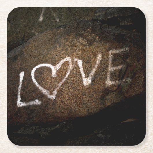 White Love Graffiti Vierkante Kartonnen Onderzetter (Voorkant)