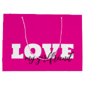 White LOVE Hot Pink Valentijn Groot Cadeauzakje (Achterkant)