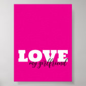 White LOVE Hot Pink Valentijn Poster (Voorkant)