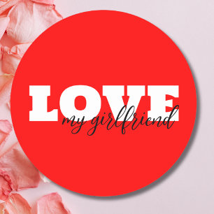 White LOVE Neon Rode Valentijn Ronde Sticker