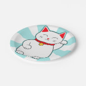 White Lucky Cat Papieren Bordje (Gekanteld)