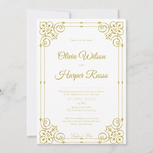 white luxury wedding invitation (Devant)