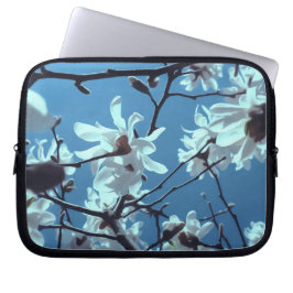 White Magnolia Bloom Blue Sky Laptop Sleeve