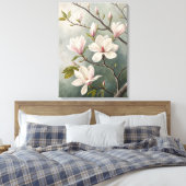 White Magnolia Blossoms Print | Elegant Spring; (Insitu (Slaapkamer))