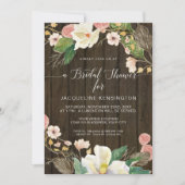 White Magnolia Blush Floral Rustic Barn Wood Kaart (Voorkant)