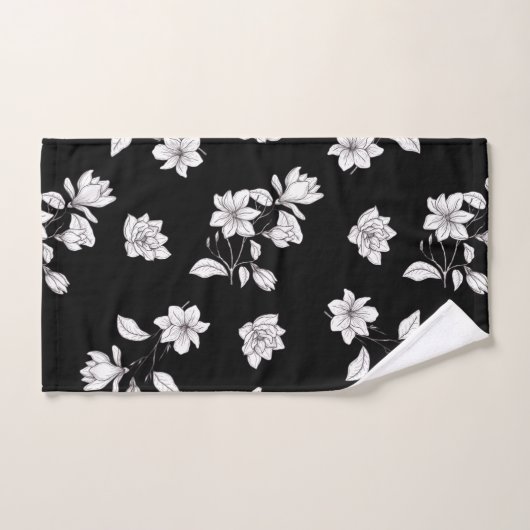 White Magnolia Branches op zwart Bad Handdoek (Handdoek)