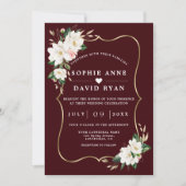 White Magnolia Deep Burgundy All In One Wedding   Kaart (Voorkant)