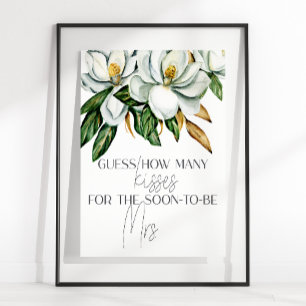 White Magnolia Floral Guess Hoeveel Kussen Spel Poster