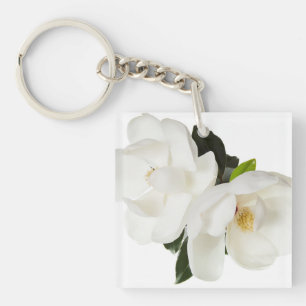 White Magnolia Flower Magnolias Floral Flowers Sleutelhanger