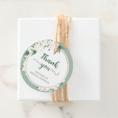 White Magnolia Flowers Sage Green Cloud Background Bedankjes Labels (In situ)