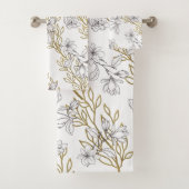White Magnolia Gold Vines White Bad Handdoek (Insitu)