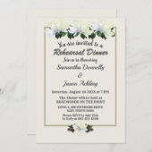 White Magnolia Greenery Wedding Rehearsal Dinner Kaart (Voorkant / Achterkant)