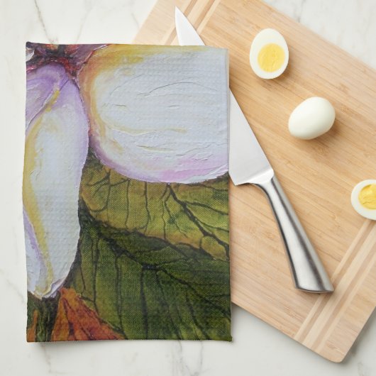 White Magnolia Hand Towel Theedoek (Quarter Fold)