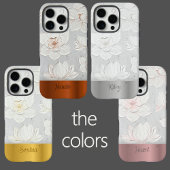 White Magnolia Painting Copper Metal Custom Name Case-Mate iPhone Case