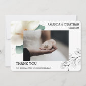 White Magnolia Photo Flat Weddenschap Hartelijk da Bedankkaart (Voorkant)