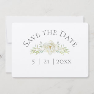 White Magnolia Save the Date w Photo