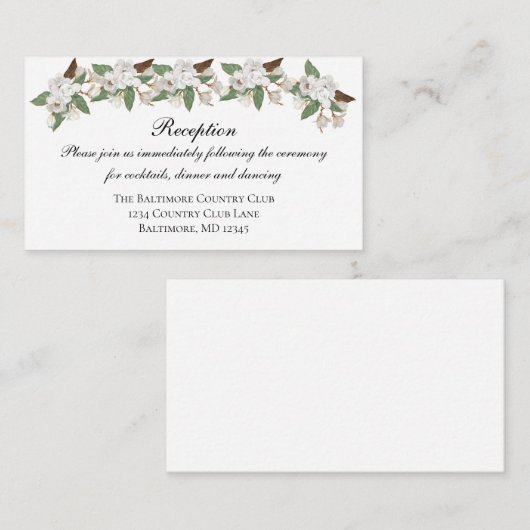 White Magnolia Wedding Reception Enclosure card Informatiekaartje (Voorkant / Achterkant)