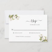 White Magnolias Elegant Wedding RSVP Card (Voorkant)